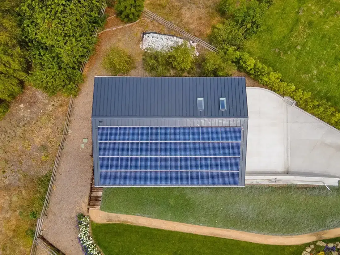 Solar panels and a home battery at a California home