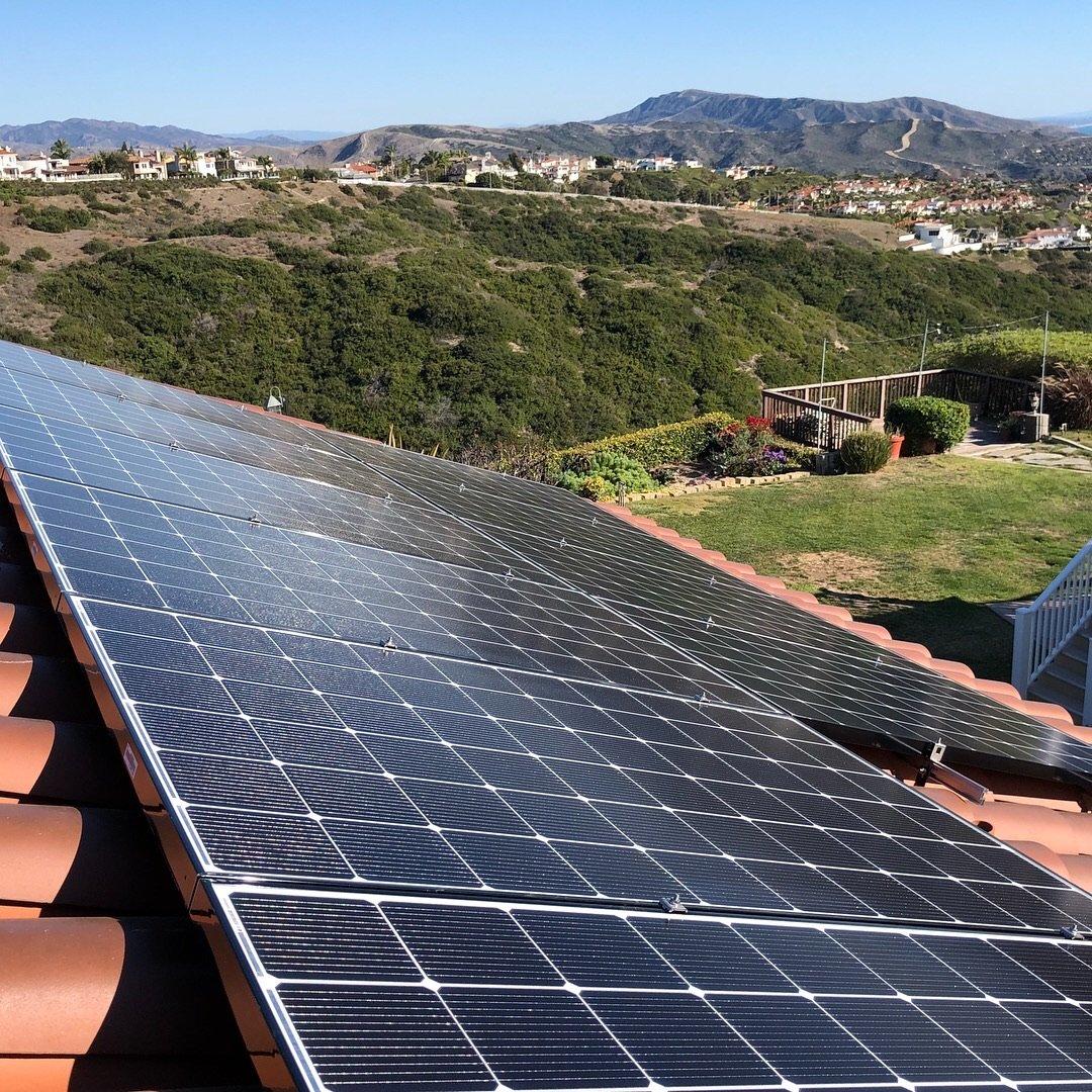 Solar panels on a desert canyon-vista home in Riverside County