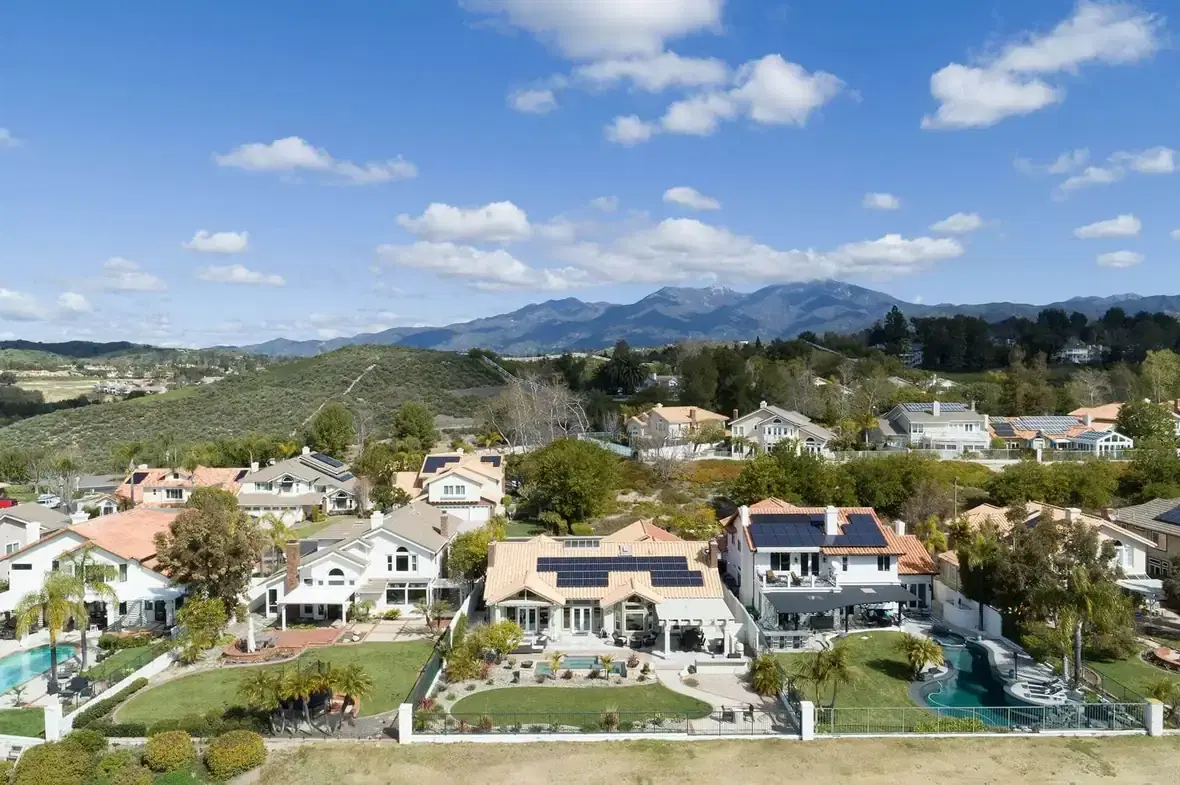 Rooftop solar on a Southern California home at golden hour
