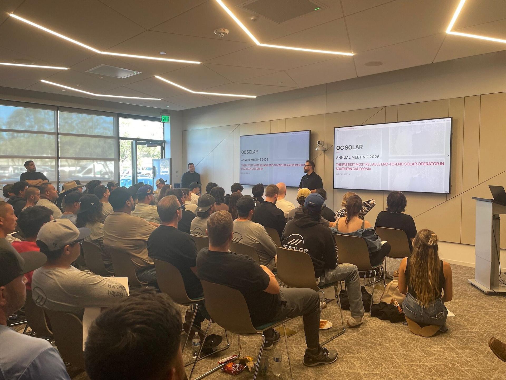 The OC Solar team at their annual company meeting in Southern California