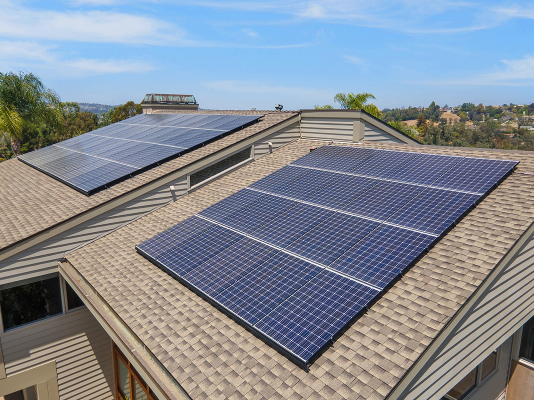 Two roof solar panels installed by OC solar