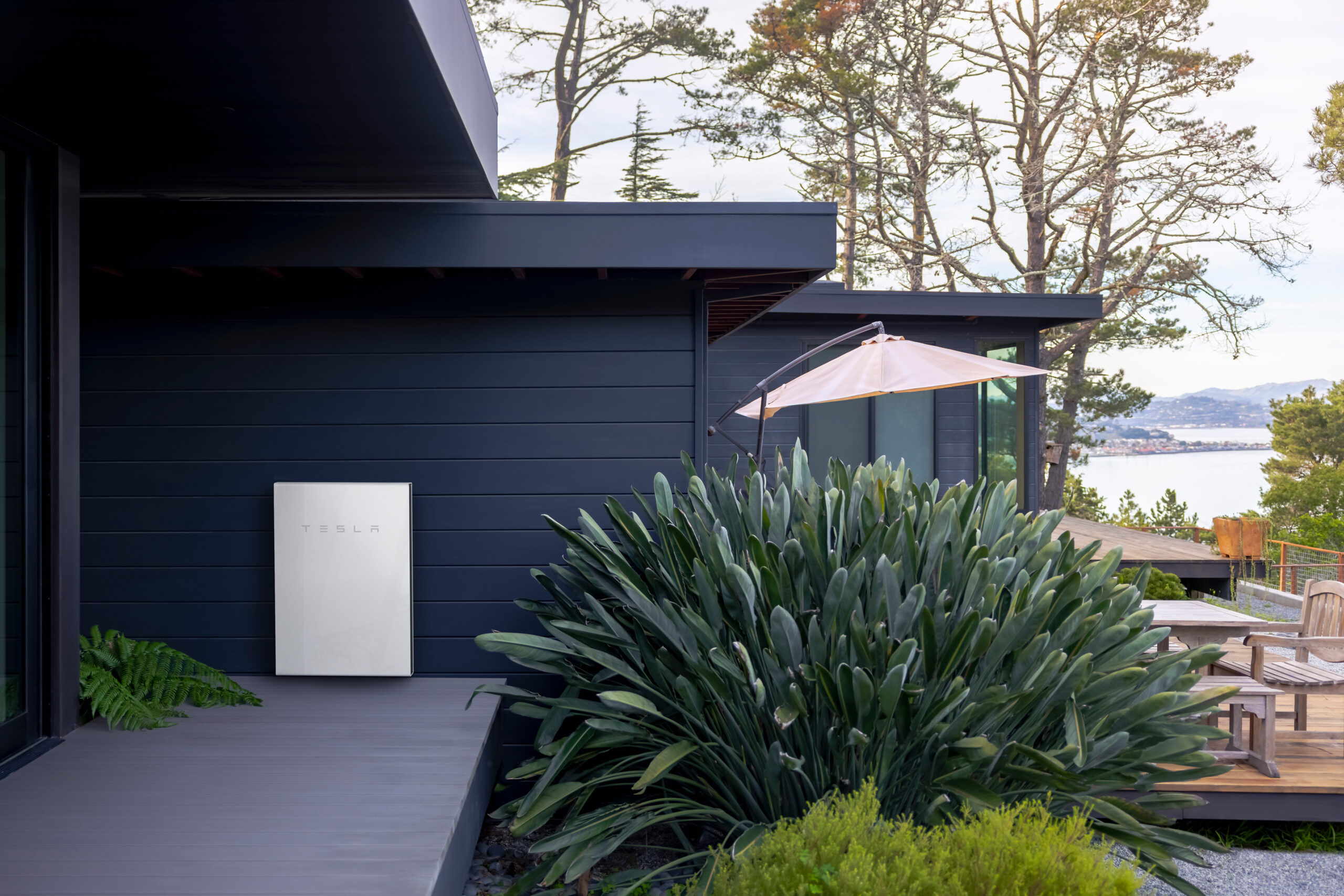 Tesla Powerwall, outside of a house