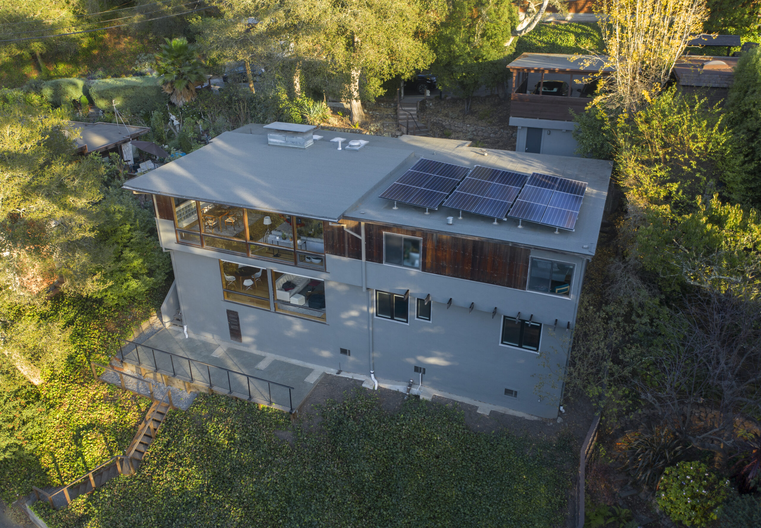 solar panels on a flat roof